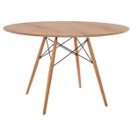 ΤΡΑΠΕΖΙ MINIMAL ΣΤΡΟΓΓΥΛΟ MDF ΣΕ ΦΥΣΙΚΟ-ΠΟΔΙΑ ΟΞΙΑΣ ΣΕ ΦΥΣΙΚΟ Φ120Χ75Υεκ.