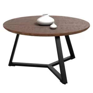 ΤΡΑΠΕΖΙ ΣΑΛΟΝΙΟΥ ΣΤΡΟΓΓΥΛΟ ROCKET MDF WALNUT ΜΑΥΡΗ ΣΑΓΡΕ ΒΑΣΗ