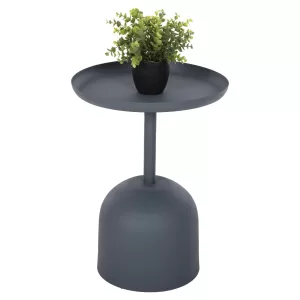 ΤΡΑΠΕΖΙ ΒΟΗΘΗΤΙΚΟ ΣΤΡΟΓΓΥΛΟ DELBEL ΜΕΤΑΛΛΟ ΜΠΛΕ ΣΚΟΥΡΟ Φ39,5x53,5Υ εκ.