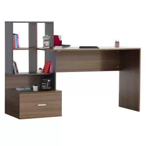 ΓΡΑΦΕΙΟ με Βιβλιοθήκη SYNDYA Καρυδί Γκρι 149x48x105Υ