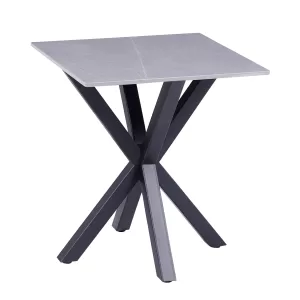 ΒΟΗΘΗΤΙΚΟ ΤΡΑΠΕΖΑΚΙ ΣΑΛΟΝΙΟΥ GREY MARBLE TOP-ΜΑΥΡΗ ΜΕΤΑΛ.ΒΑΣΗ 50x50x55Yεκ.