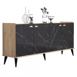 ΜΠΟΥΦΕΣ ΜΕΛΑΜΙΝΗΣ NATURAL WOOD - ΜΑΥΡΟ ΜΑΡΜΑΡΟ 180x41x77,8Y εκ.