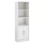 ΒΙΒΛΙΟΘΗΚΗ ΜΕΛΑΜΙΝΗΣ ENSLEY ΣΕ ΛΕΥΚΗ - 60x30x180 εκ