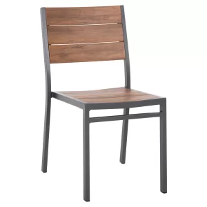 ΚΑΡΕΚΛΑ ΑΛΟΥΜΙΝΙΟΥ SAGA ΣΚΟΥΡΟ ΓΚΡΙ ΜΕ POLYWOOD 46x52x86Υεκ.