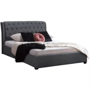 ΚΡΕΒΑΤΙ ODALYS 150X200 ΒΕΛΟΥΔΟ ΥΦΑΣΜΑ ΓΚΡΙ 164x223x100 εκ.