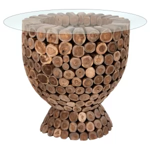 ΤΡΑΠΕΖΙ BAR ΣΤΡΟΓΓΥΛΟ LEEROY ΞΥΛΟΥ TEAK Φ900x103Υεκ.