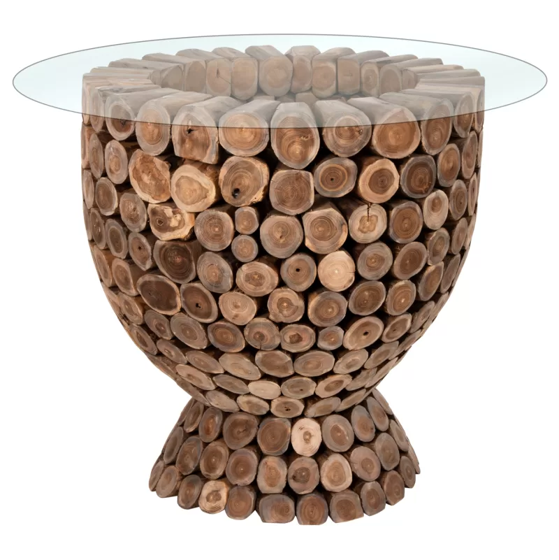 ΤΡΑΠΕΖΙ BAR ΣΤΡΟΓΓΥΛΟ LEEROY ΞΥΛΟΥ TEAK Φ900x103Υεκ.