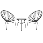 ΣΕΤ ΕΞΩΤΕΡΙΚΟΥ ΧΩΡΟΥ 3ΤΜΧ ALLEGRA ΜΑΥΡΟ ΣΥΝΘ.RATTAN & ΜΕΤΑΛΛΟ