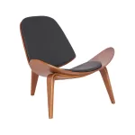 Πολυθρόνα Vilma PU μαύρο- plywood καρυδί 90x73x75εκ