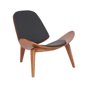 Πολυθρόνα Vilma PU μαύρο- plywood καρυδί 90x73x75εκ