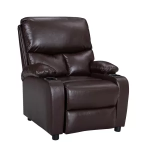 Πολυθρόνα relax με ποτηροθήκη Gartia καφέ PU 79x94x102εκ