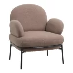Πολυθρόνα Jaycob μπουκλέ καφέ-πόδι μαύρο μέταλλο 74x71x83εκ