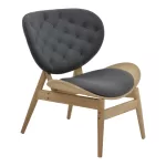 Πολυθρόνα relax Udalle μασίφ ξύλο καρυδί-PU μαύρο 77x70x82εκ