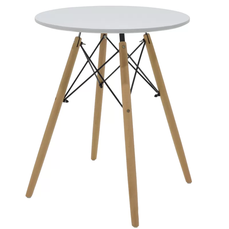 Τραπέζι Julita MDF λευκό ξύλο οξιάς Φ60x73εκ
