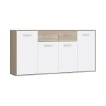 Μπουφές Drepen μελαμίνη σε λευκό και sonoma χρώμα 162.3x34.2x81.7εκ