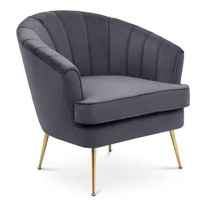 Πολυθρόνα “EMMA” από μέταλλο/ύφασμα βελούδο χρυσό γκρι