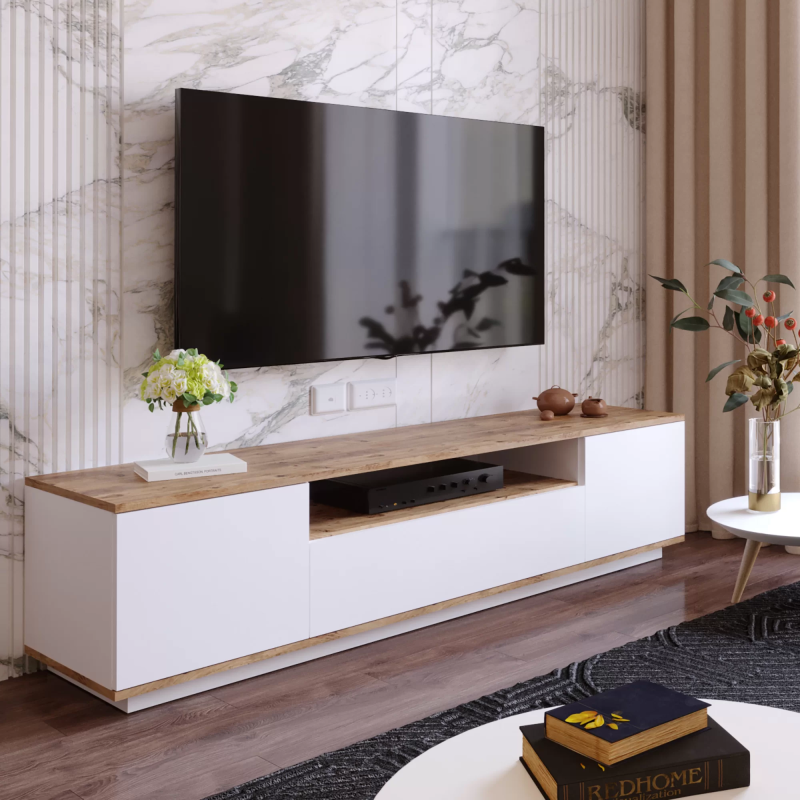 Έπιπλο τηλεόρασης "VIANA" σε χρώμα atlantic pine/λευκό 180x45x45 - Image 2