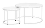 Τραπέζια σαλονιού Chris σετ 2τεμ - Λευκό μαρμάρου & λευκό 80x48 & 48x42