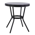 ΤΡΑΠΕΖΙ ΑΛΟΥΜΙΝΙΟΥ MOSES Φ70 BAMBOO LOOK ΜΑΥΡΟ ΜΕ ΓΥΑΛΙ Φ70X76 εκ