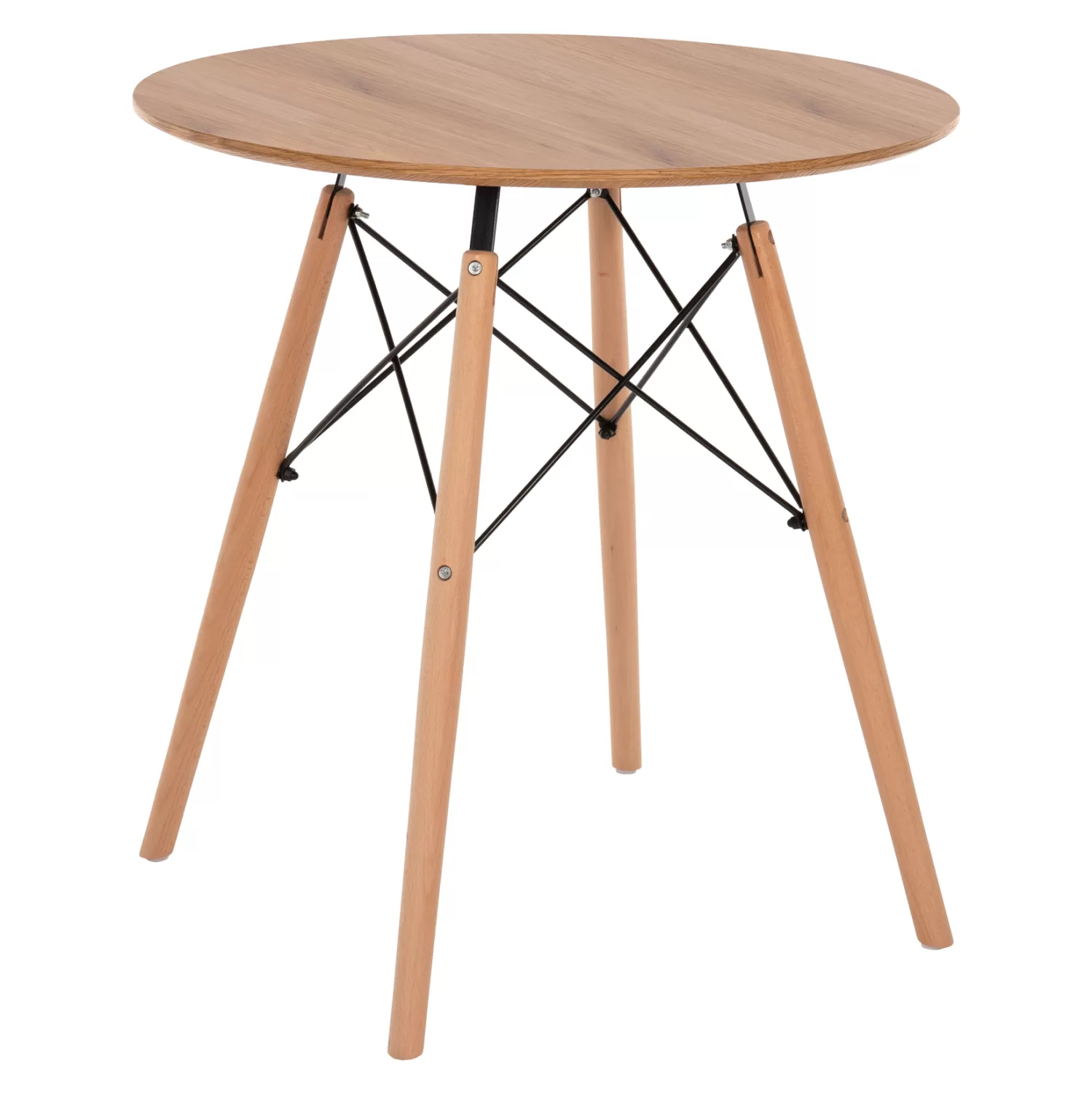 ΤΡΑΠΕΖΙ MINIMAL ΣΤΡΟΓΓΥΛΟ MDF ΦΥΣΙΚΟ-ΠΟΔΙΑ ΟΞΙΑΣ Φ80x72Y