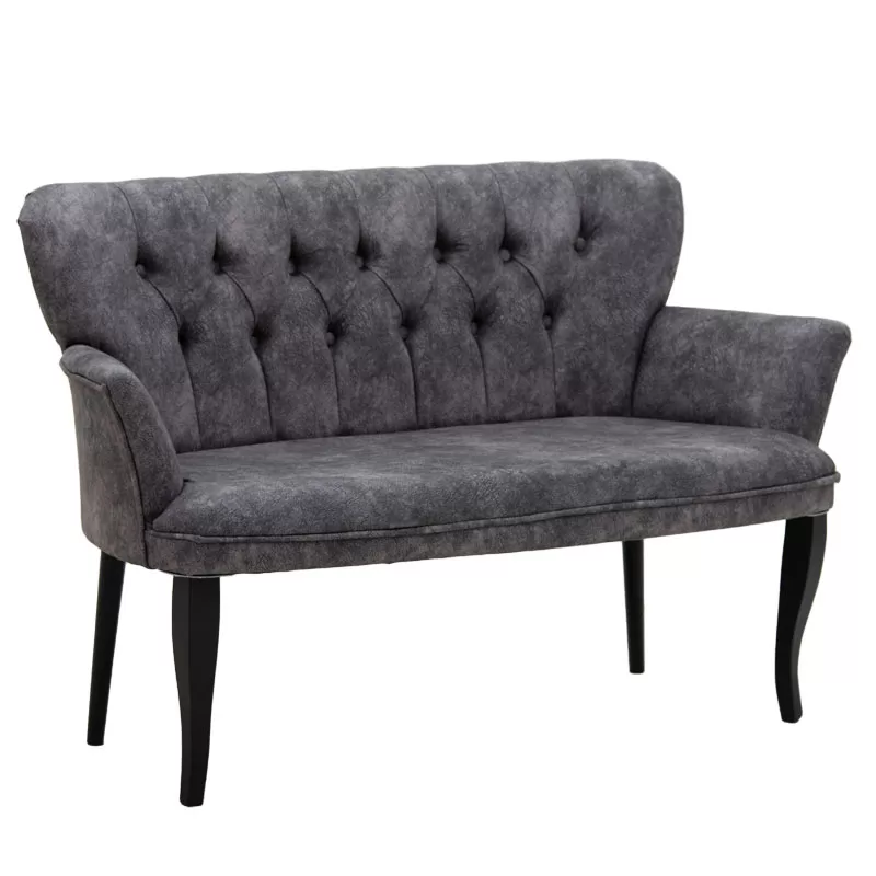 Καναπές Samara 2θέσιος βελούδο γκρι-ανθρακί με μαύρα ποδια 130x55x79εκ