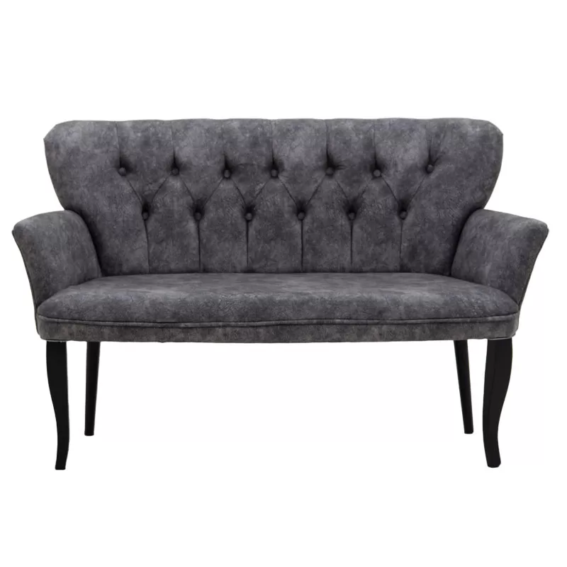 Καναπές Samara 2θέσιος βελούδο γκρι-ανθρακί με μαύρα ποδια 130x55x79εκ - Image 2