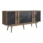 Μπουφές Suckie I καρυδί μαύρο μαρμάρου 180x45x82,5εκ