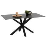 ΤΡΑΠΕΖΙ ΤΡΑΠΕΖΑΡΙΑΣ SYNTEC SINTERED STONE ΜΑΥΡΟ ΜΕΤΑΛΛΙΚΑ ΠΟΔΙΑ 160x90x75Y εκ.