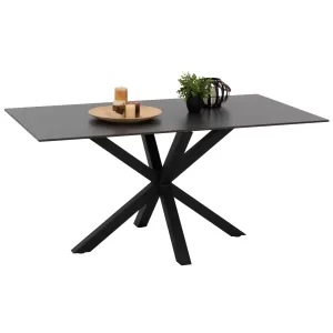 ΤΡΑΠΕΖΙ ΤΡΑΠΕΖΑΡΙΑΣ SYNTEC SINTERED STONE ΜΑΥΡΟ ΜΕΤΑΛΛΙΚΑ ΠΟΔΙΑ 160x90x75Y εκ.