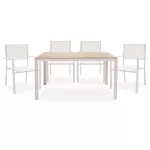 Τραπεζαρία Zacreta-Nares σετ 5τεμ λευκό-φυσικό 140x80x72.5εκ