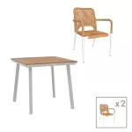 Τραπεζαρία Synergy-Norture σετ 3τεμ λευκό αλουμίνιο plywood