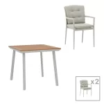 Τραπεζαρία σετ 3τεμ λευκό-γκρι αλουμίνιο plywood 80x80x74εκ