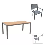 Τραπεζαρία Nares-Moly C σετ 5τεμ ανθρακί αλουμίνιο textilene
