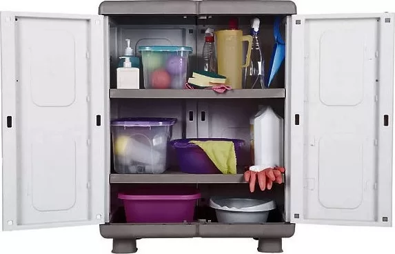 Ντουλάπα "ΗΒΗ" δίφυλλη πλαστική σε ανθρακί-γκρι χρώμα 73x44x96 - Image 2