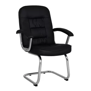 ΚΑΡΕΚΛΑ ΣΥΝΕΡΓΑΣΙΑΣ AMBREY ΜΕ ΜΑΥΡΟ PU ΜΕ ΒΑΣΗ ΧΡΩΜΙΟΥ 61.5x62x98 cm. -Τιμή Σετ 2 τεμ.