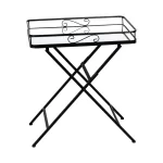 Τραπέζι Joene πτυσσόμενο μαύρο μέταλλο-γυαλί καθρέπτη 60x38x68εκ