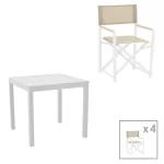 Τραπεζαρία Kliton - Mabu σετ 5τεμ αλουμίνιο σε λευκή απόχρωση 80x80x74εκ