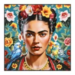 ΠΙΝΑΚΑΣ TOIXOY PARROTS ΜΕ ΚΟΡΝΙΖΑ ΜΑΥΡΗ-ΚΑΜΒΑΣ ΕΚΤΥΠΩΣΗ 82x4,5x82Υεκ.