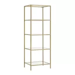 Ραφιέρα μεταλλική με γυάλινη επιφάνεια Letus χρυσή