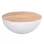 ΔΙΑΚΟΣΜΗΤΙΚΟ ΤΡΑΠΕΖΙ ΣΑΛΟΝΙΟΥ BOWL Φ91x38,5Yεκ. ΛΕΥΚΟ ΜΕ ΞΥΛΟ ΑΚΑΚΙΑΣ Β'ΔΙΑΛΟΓΗΣ