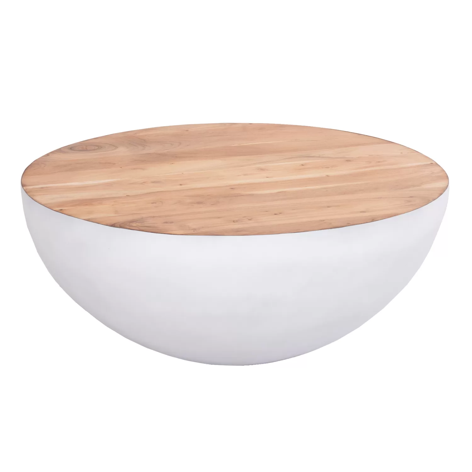 ΔΙΑΚΟΣΜΗΤΙΚΟ ΤΡΑΠΕΖΙ ΣΑΛΟΝΙΟΥ BOWL Φ91x38,5Yεκ. ΛΕΥΚΟ ΜΕ ΞΥΛΟ ΑΚΑΚΙΑΣ Β'ΔΙΑΛΟΓΗΣ