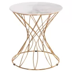 ΒΟΗΘΗΤΙΚΟ ΤΡΑΠΕΖΑΚΙ RUDY ΚΕΡΑΜΙΚΟ TOP ΛΕΥΚΟ-ΜΕΤΑΛΛΟ ΧΡΥΣΟ Φ45x48,5Υεκ.