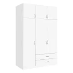 Ντουλάπα τρίφυλλη με συρτάρια Royal λευκή 150x58x230εκ