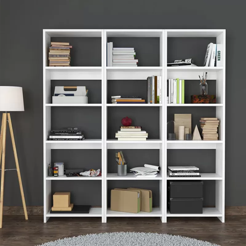 Βιβλιοθήκη Rabuku σε λευκή απόχρωση 146x22x160εκ - Image 2