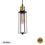 KLECE Vintage Κρεμαστό Φωτιστικό Ανάρτηση Μονόφωτο 1 x E27 IP20 Μαύρο & Χρυσό Μέταλλο - Μ8 x Π8 x Υ28cm