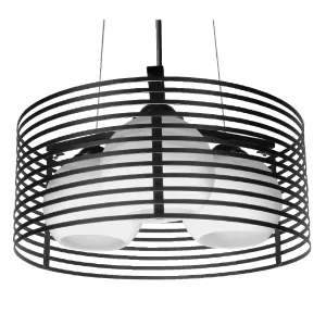 KEVIA Μοντέρνο Κρεμαστό Φωτιστικό Οροφής με Ντουί 3 x E27 AC 220-240V IP20 - Μαύρο & Λευκό - Μ40 x Π40 x Υ17.5cm