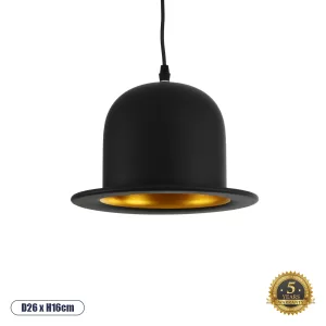 CHARLO Vintage Κρεμαστό Φωτιστικό Οροφής με Ντουί 1 x E27 AC 220-240V IP20 - Μαύρο & Χρυσό - Μ26 x Π26 x Υ16cm