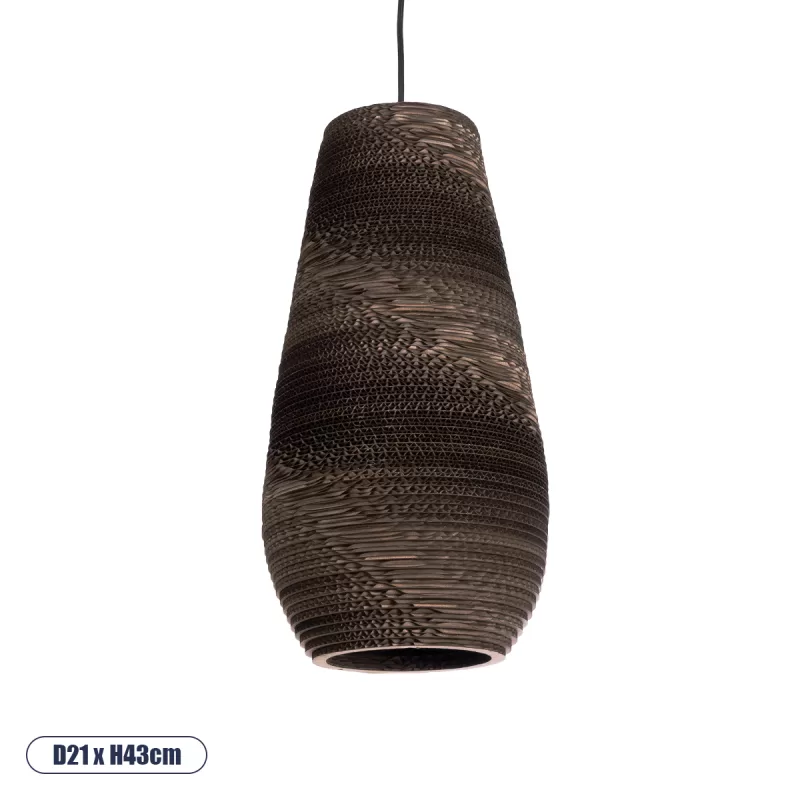 SANTORINI Boho Κρεμαστό Φωτιστικό Καμπάνα Μονόφωτο 1 x E27 IP20 3D Καφέ Χαρτί - Μ21 x Π21 x Y43cm