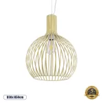 SCANDI Vintage Κρεμαστό Φωτιστικό Πλέγμα Μονόφωτο 1 x E27 IP20 Μπεζ Μέταλλο - Μ38 x Π38 x Y50cm