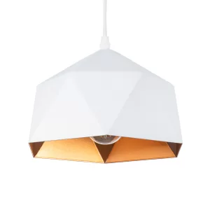 HEXAGON Μοντέρνο Κρεμαστό Φωτιστικό Οροφής Λευκό & Χρυσό